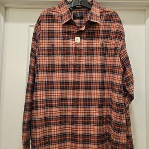 Wind River Orange Plaid Long-Sleeve Flannel Shirt